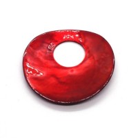 Pendentif rond en nacre rouge 38mm