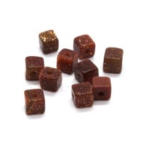 Perles goldstone 4mm cubes x10
