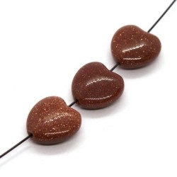 Perles coeur goldstone pierre se soleil