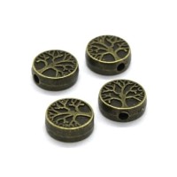 Perle arbre de vie 9mm en métal bronze x2
