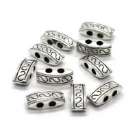 Perles séparateurs 2 rangs en métal argent vieilli 10mm