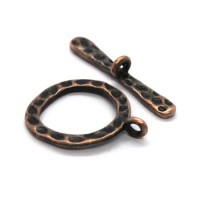 Fermoir toggle martelé 19mm cuivre