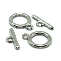 2 fermoirs toggle vieil argent 15mm