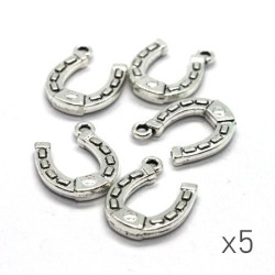 Breloques fer à cheval 15mm argent vieilli x5