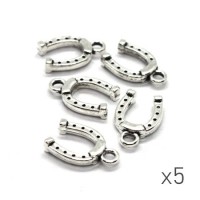 Breloques fer à cheval 14mm argent vieilli x5
