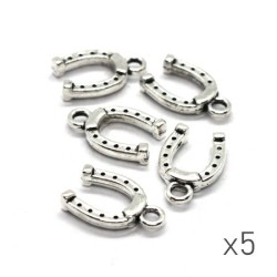 Breloques fer à cheval 14mm argent vieilli x5