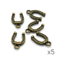 Breloque fer à cheval 14mm bronze x5