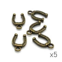 Breloque fer à cheval 14mm bronze x5