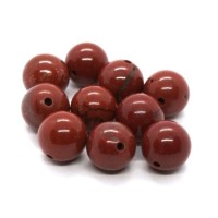 10 Perles rondes en jaspe rouge 8mm
