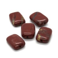 Perles rectangles 13mm jaspe rouge x5