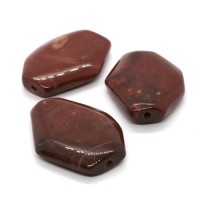 Perle heptagone jaspe rouge 40mm