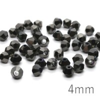 Perles toupies verre 4 mm gris noir métallique x50