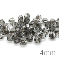 Perles toupies verre 4 mm gris demi argenté x50