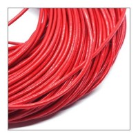 Cordon cuir 2mm rouge - vendu au mètre