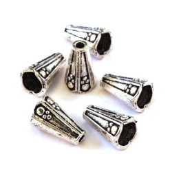 Perle coupelle cône métal 12mm argent vieilli x8