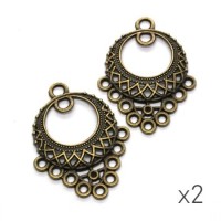 Breloque chandelier connecteur 9 trous bronze