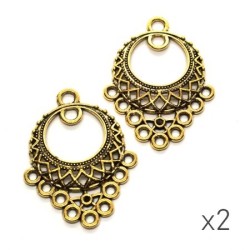 Breloque chandelier connecteur 9 trous dorée