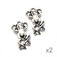 Breloque grenouille argent vieilli