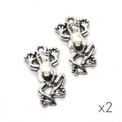 Breloque grenouille argent vieilli