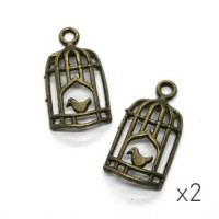 Breloque volière bombée bronze