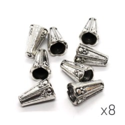 Perle coupelle cône métal argent vieilli