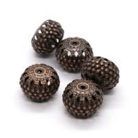 Perles coussin métal filigrane 9mmx13mm cuivre