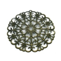 Pendentif estampe filigrane bombée 50mm bronze x2