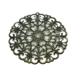 Pendentif estampe filigrane bombée 50mm bronze x2