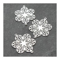 Estampe filigrane connecteur 26mm argenté x4