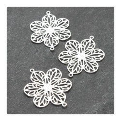 Estampe filigrane connecteur 26mm argenté x4