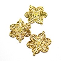 Estampe filigrane connecteur 26mm doré x4