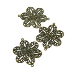 Estampe filigrane connecteur 26mm bronze x4
