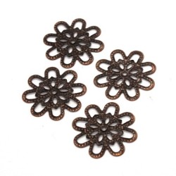 Estampes connecteurs filigrane fleur 18mm cuivre x10