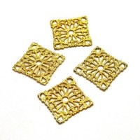 Estampes connecteurs filigrane carrées dorées x10