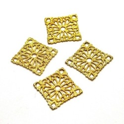 Estampes connecteurs filigrane carrées dorées x10