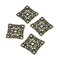 Estampes connecteurs filigrane carrées bronze x10