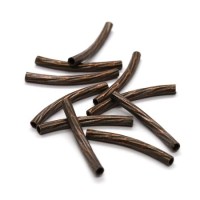 Perles tube courbé strié métal 20mm cuivre x20