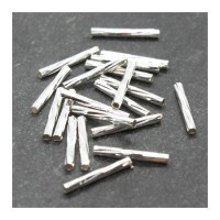 Perles tube métal strié 13mm argentées x20