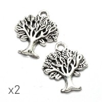 Breloque arbre 22mm argent vieilli x2