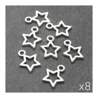 Breloque étoile creuse 12mm argent vieilli x8