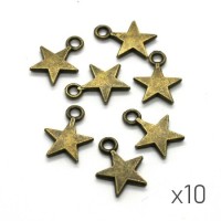 Breloques étoile 12mm bronze x10