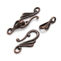 Fermoir crochet cuivre pour collier x2