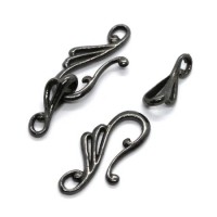 Fermoir crochet gunmetal pour collier x2