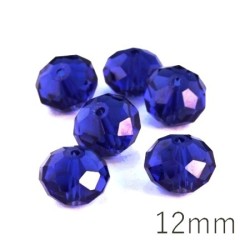 Perle rondelle à facettes 12mm bleu foncé x10