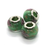 Perle lampwork style Pandora vert