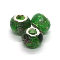 Perle lampwork style Pandora vert