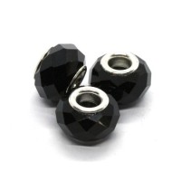 Perle à facettes style Pandora noir