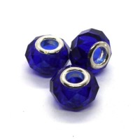 Perle à facettes style Pandora bleu