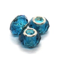 Perle à facettes style Pandora bleu zircon