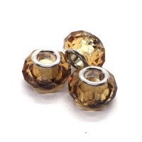 Perle à facettes style Pandora topaze clair